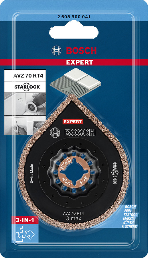 Starlock AVZ70RT4 1 gab., Svārstību daudzfunkcionālajiem darbarīkiem EXPERT AVZ 70 RT4 3 max FRĒZĒŠANAS PLĀKSNE, 2608900041, BOSCH