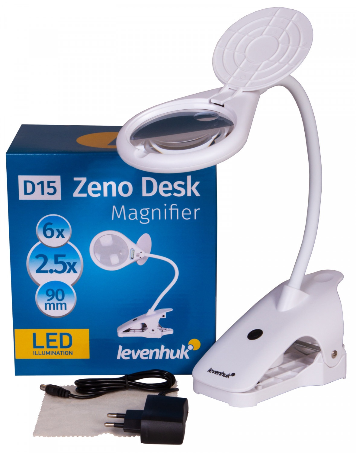 Luup Led-valgustiga Zeno Desk D15 L74103 LEVENHUK