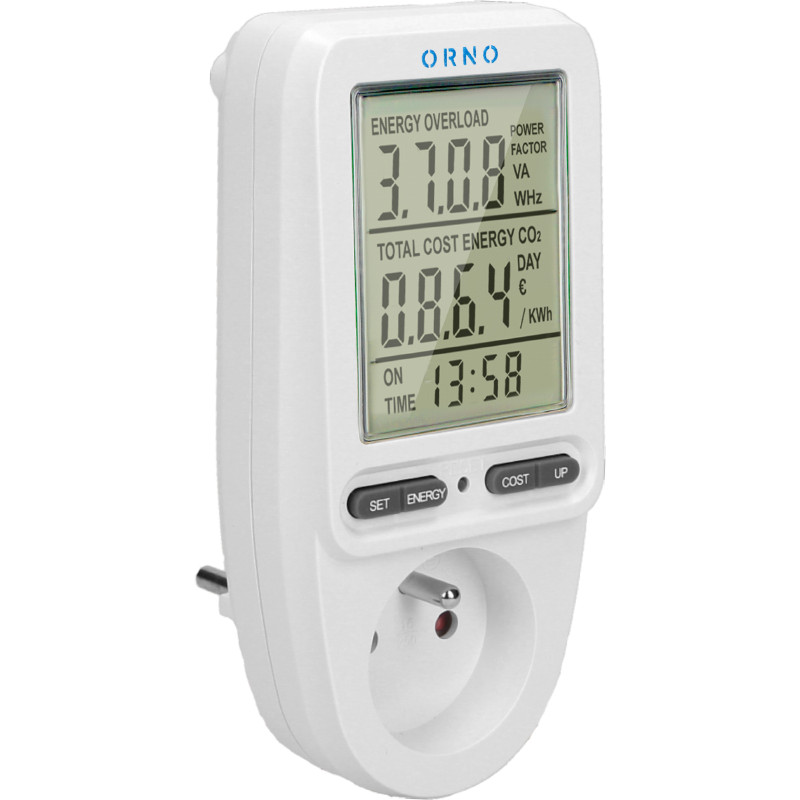 Rozete ar patērētās enerģijas mērītāju LCD; OR-WAT-435 ORNO