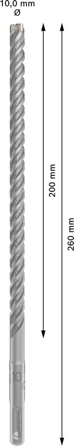 Triecienurbis SDS plus-5X 10x200x260 ,mm 1 gab., Perforatora urbjiem PRO SDS PLUS-5X TRIECIENURBIS PERFORATORIEM, 2608833800 BOSCH