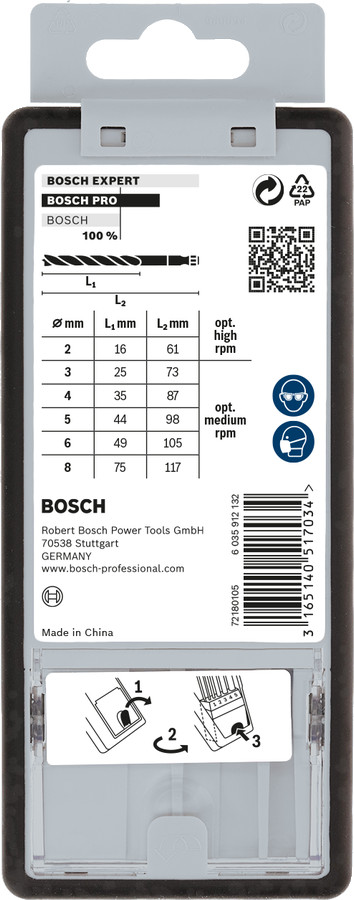 Urbju kompl. kokam Ø 2-3-4-5-6, 1/4 kāts, Urbjmašīnām/skrūvgriežiem PRO WOOD HSS SPIRĀLURBJU KOMPLEKTS, 2608595525, BOSCH