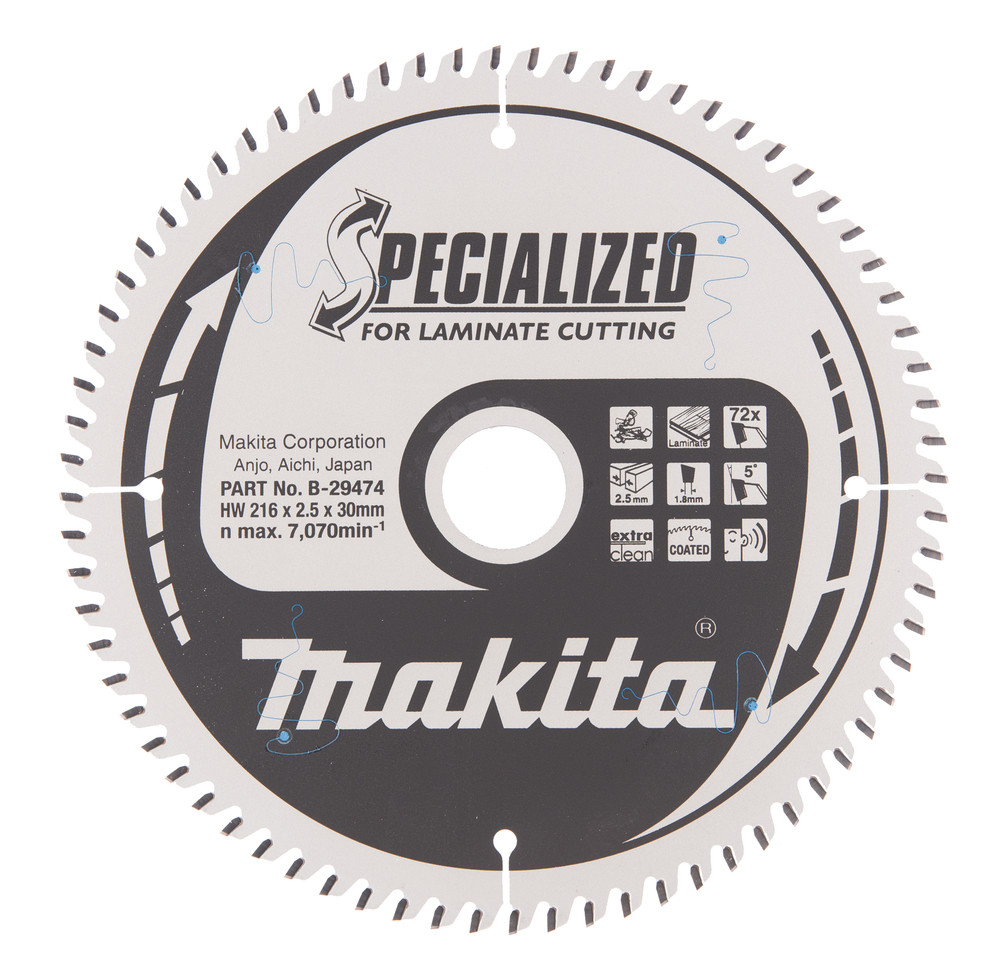 T.C.T. Zāģripa SPECIALIZED 216X2.5X30mm 5° T72, B-29474 MAKITA