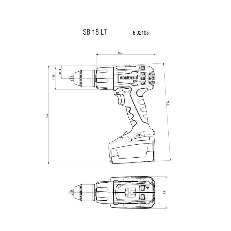 Аккумуляторная ударная дрель SB 18 LT 602103840&MET, Metabo