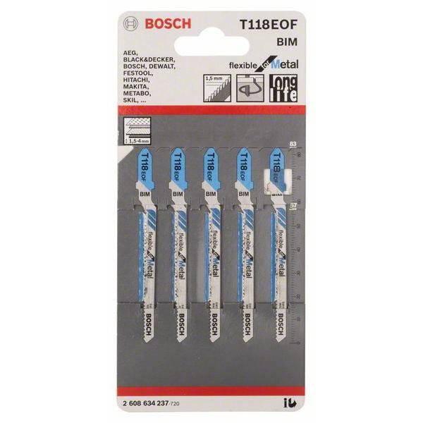 3 figūrzāģa asmeņi T 118 EOF Bimet., JIGSAW BLADE T 118 EOF "FLEXIBLE FOR METAL", 2608636231 BOSCH