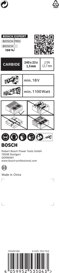 1 Zobenzāģa asmens S1543HM Hollow Brick, Zobenzāģiem EXPERT HOLLOW BRICK S1543HM ASMENS, 2608900414, BOSCH