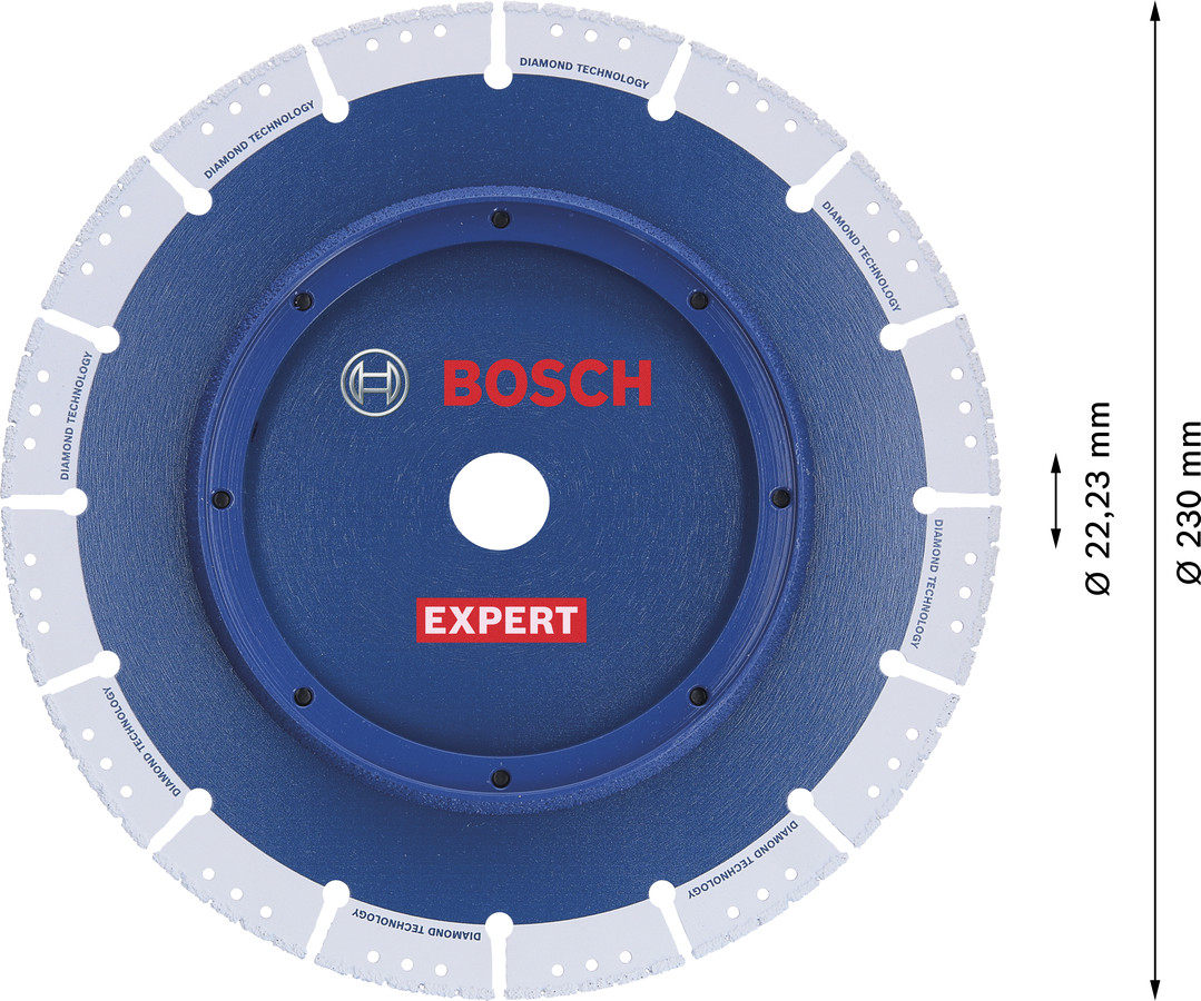 Dimanta cauruļu griešanas disks lieliem leņķa slīpmašīnām, ilgmūžīgs, 230 mm, 22.23 mm urbums, 2608901392, BOSCH