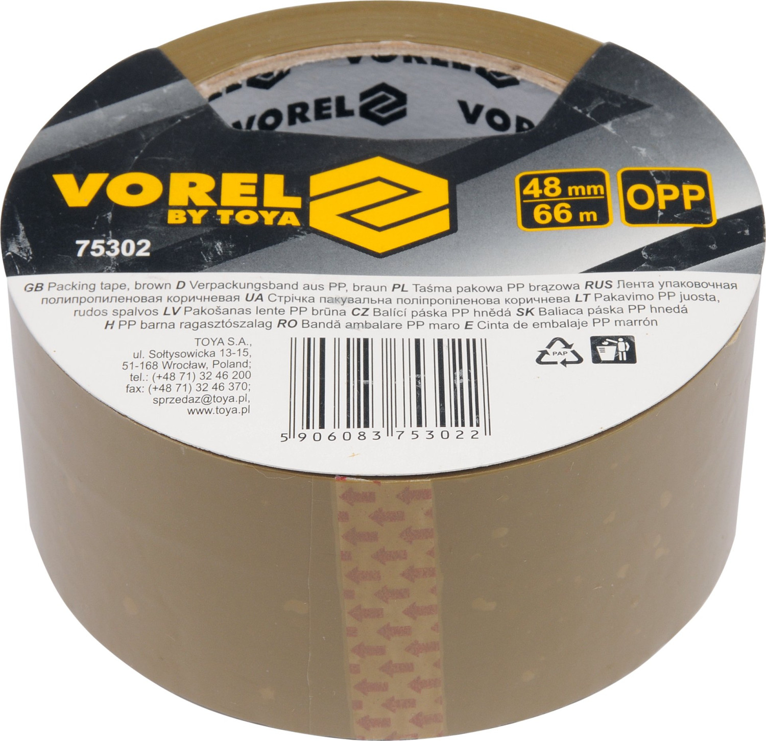 PACKING TAPE BROWN 48MMx66M 75302 VOREL