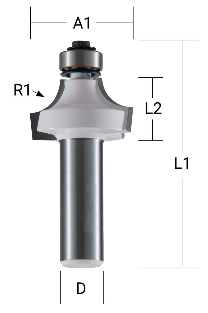 Noapaļojošā profila frēze 28,6x14,5 mm/57,4mm, 8mm Kāts, D-68498 MAKITA