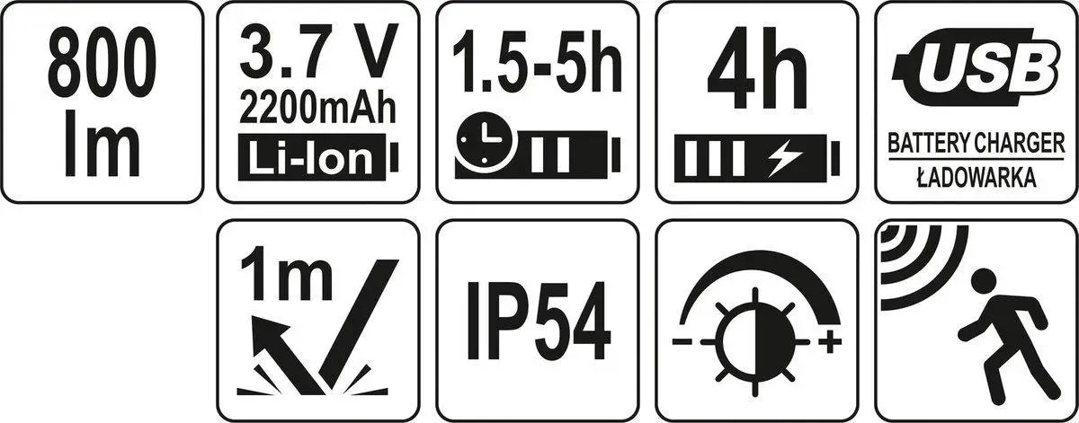 Galvas lukturis LED 800lm IP54 YT-08594 YATO