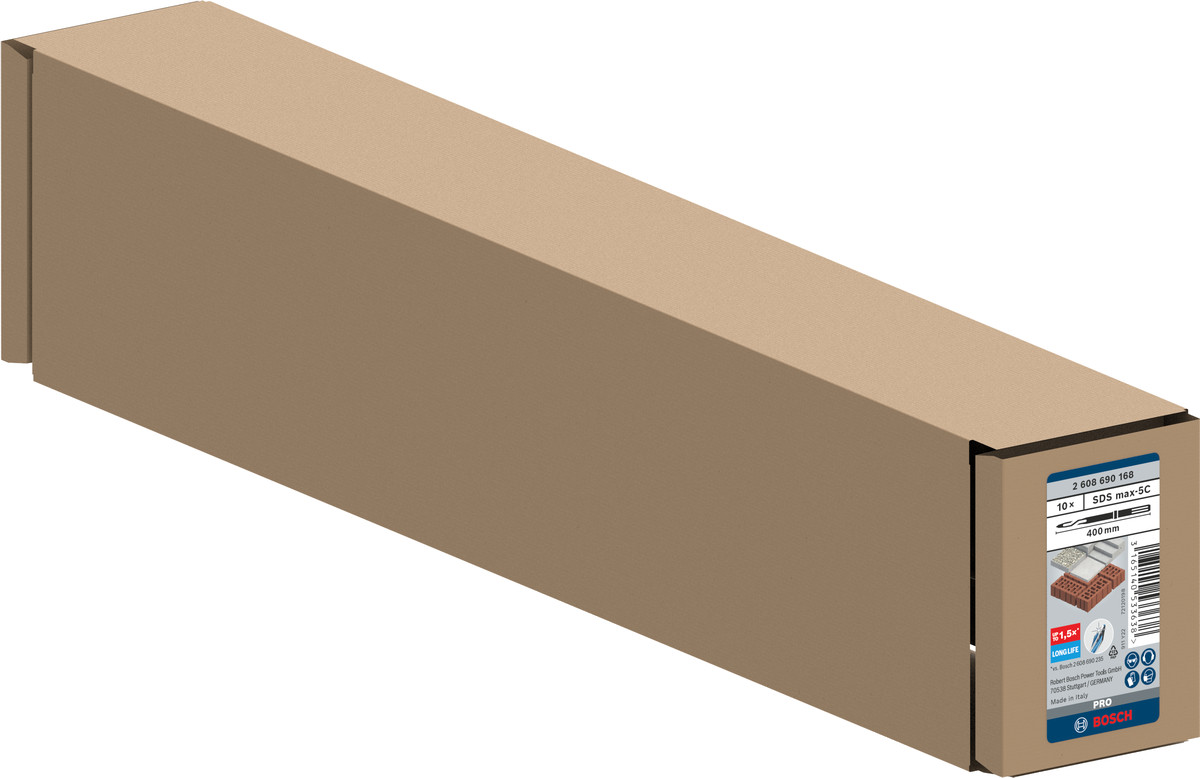 SDS- max smailais kalts R-Tec 400mm, 10gb., Perforatora urbjiem, smalcinātājiem PRO SDS MAX-5C SMAILO KALTU KOMPLEKTS, 2608690168, BOSCH