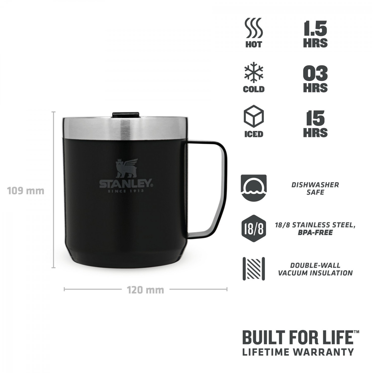 Terminis puodelis The Legendary Camp Mug Classic 0,35L matinė juoda 2809366006 STANLEY