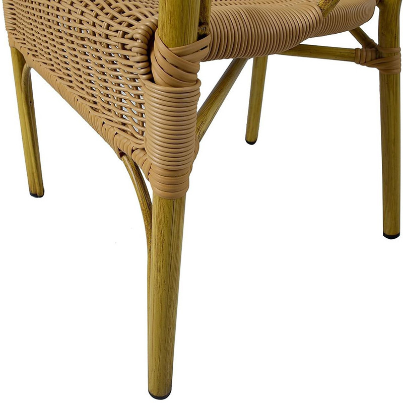 Krēsls BAMBUS 56x63xH76cm plastikas pinums, bēšs, bambuss, alumīnija imitācija 18634 HOME4YOU