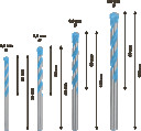 4 universālo urbju kompl. 4/5/6/8 mm, Triecienurbjmašīnām/triecienskrūvgriežiem, urbjmašīnām/skrūvgriežiem EXPERT CYL-9 MULTI CONSTRUCTION URBJU KOMPLEKTS, 2608900649, BOSCH