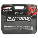 Antgaliai ir raktai 94 vnt., 1/2", 1/4", AW39094BL AWTOOLS