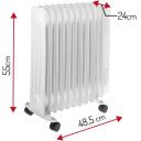 Eļļas radiators AD 7817, 2500W, balts; AD 7817 ADLER