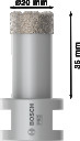 Dimanta caurumzāģis 20 mm DrySpeed Best for Ceramic, Mazām leņķa slīpmašīnām PRO CERAMIC DRY KROŅURBIS, 2608587115, BOSCH