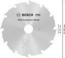 Ripzāģa disks 190x30 mm Construct wood, Rokas ripzāģiem PRO CONSTRUCT WOOD RIPZĀĢA ASMENS, 2608640633, BOSCH