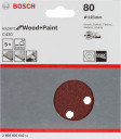 Slīppapīrs,kokam,PEX D=125mm,K80,5 gab., Ekscentra slīpmašīnām, ekscentra slīpmašīnām ar putekļu maisu C430 EXPERT FOR WOOD AND PAINT, 2608605642 BOSCH