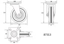 SWIVEL CASTER W. BLACK RUBBER 125MM 87313 VOREL