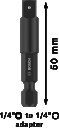 Pāreja muciņām 1/4'' --1/4/50mm, Tiecienskrūvgriežiem, akumulatoru skrūvgriežiem PRO SOCKET ADAPTER AR TAPAS SAVIENOJUMU, 2608551109, BOSCH