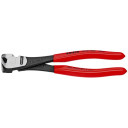 HIGH LEVERAGE END CUTTING NIPPER BLACK ATRAMENTIZED BLACK ATRAMENTIZED, HEAD POLISHED, HANDLES PLASTIC COATED, 6701140SB KNIPEX