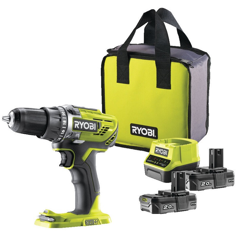 Aккумуляторная дрель-шуруповерт 18V 2x 2.0Ah R18DD3-220S RYOBI