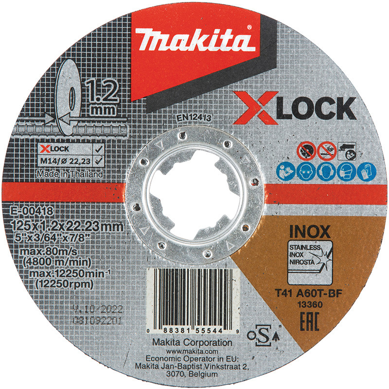 Pjovimo diskas metalui 125x1,2mm X-LOCK A60T INOX E-00418 MAKITA