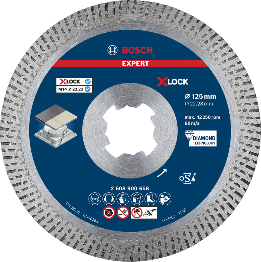 X-LOCK dimanta disks HardCeramic125x22.23x1.6, Mazām leņķa slīpmašīnām EXPERT HARD CERAMIC DIMANTA GRIEZĒJDISKS, 2608900658, BOSCH