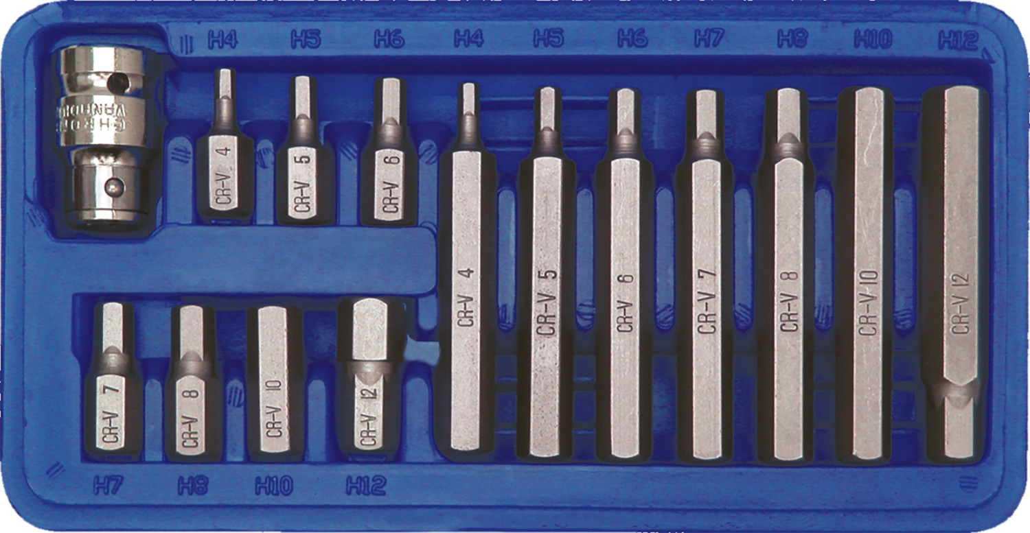 SCREWDRIVER BIT SET HEX H4-H12 15PCS 66720 VOREL