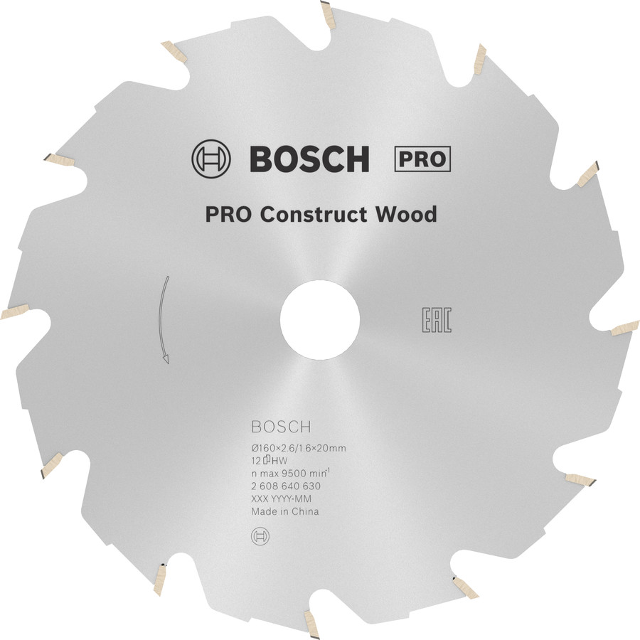 Ripzāģa disks 160x16 mm Construct Wood, Rokas ripzāģiem PRO CONSTRUCT WOOD RIPZĀĢA ASMENS, 2608640630, BOSCH