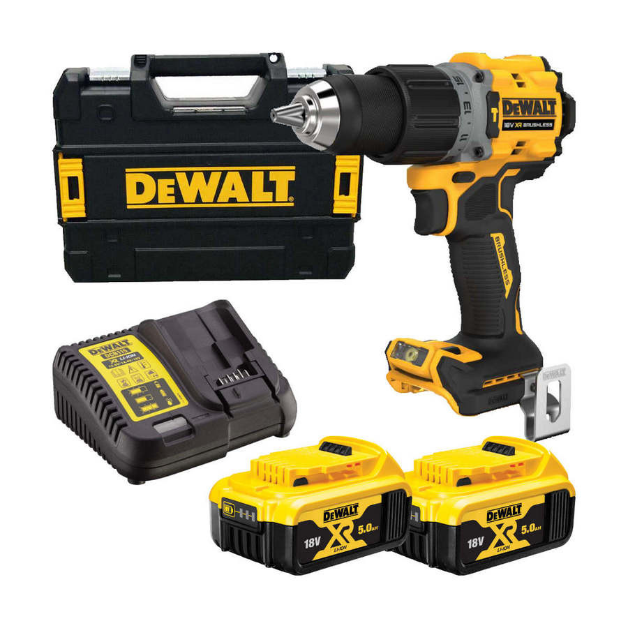 Аккумуляторная ударная дрель 18 В (2x5,0 Ач) DCD805P2T-QW DEWALT