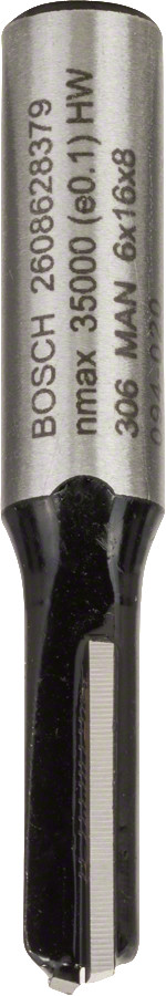 Pirkstfrēze frēze HM B=6 mm, l=16 mm,kāts 8mm, Rokas frēzēm, malu frēzēm GROPJU FRĒZE STANDARD FOR WOOD, 2608628379 BOSCH