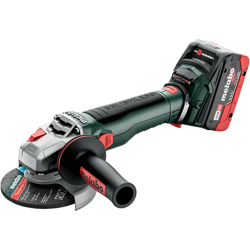 Akumulatora leņķa slīpmašīna WB 18 LT BL 11-125 QUICK, 2x5.2Ah, LiHD, METABOX 613054660 METABO