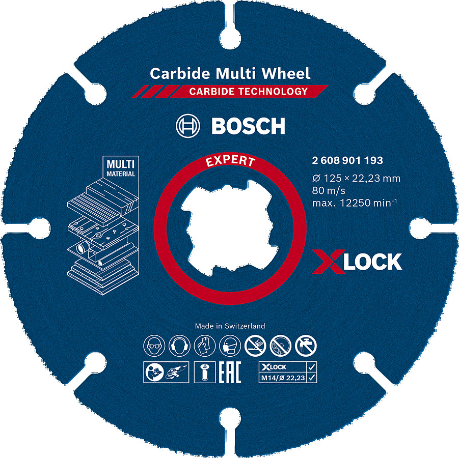 X-LOCK Carbide MultiWheel 125 x 1  mm, Mazām leņķa slīpmašīnām EXPERT CARBIDE MULTI WHEEL GRIEZĒJDISKS, 2608901193, BOSCH