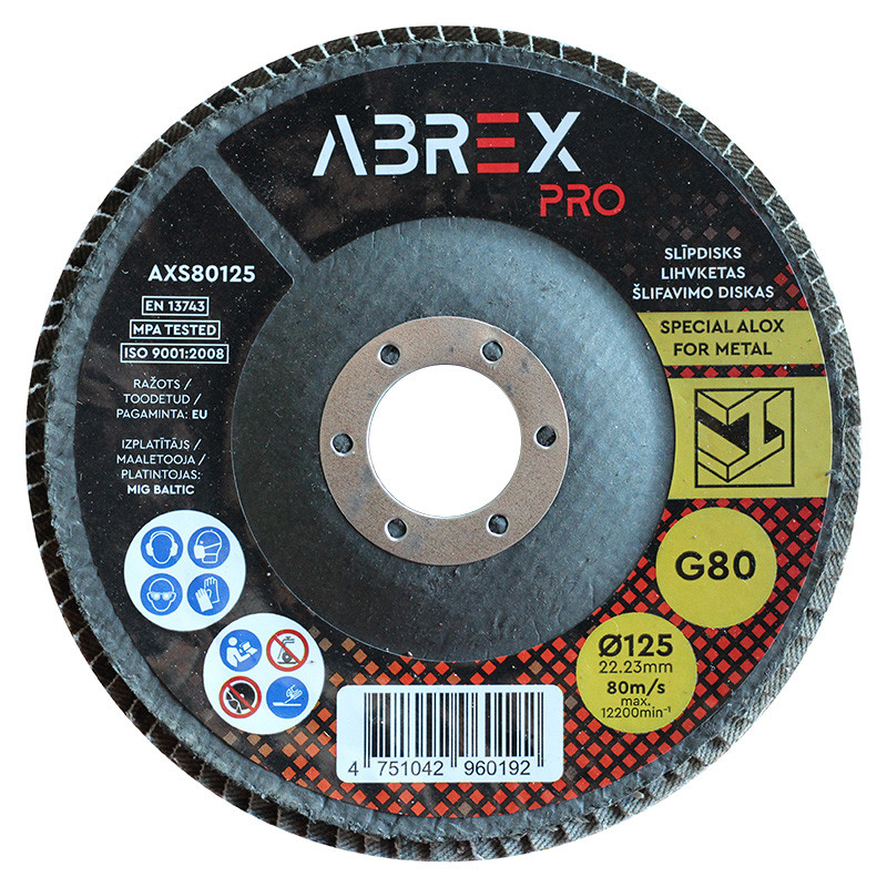 Slīpējamais disks lapiņu 125mm G80 Standard ABREX