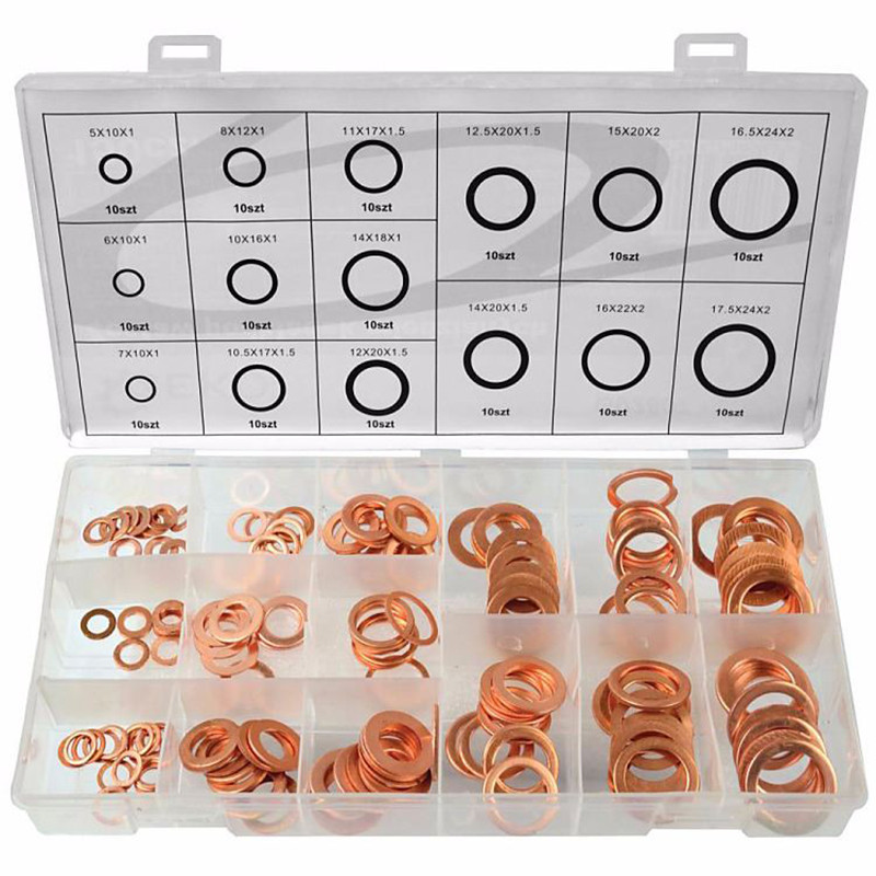 150 pcs Metric Copper Washer Assortment Geko