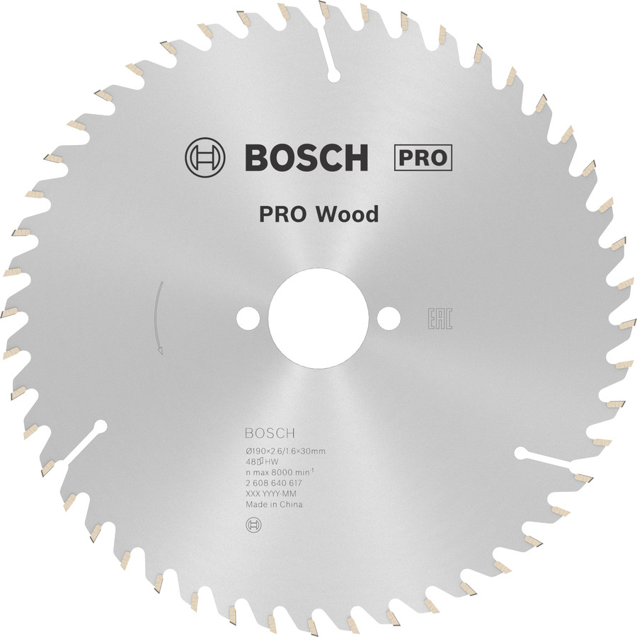 Ripzāģa disks 190x30mm Optiline Wood, Rokas ripzāģiem PRO WOOD RIPZĀĢA ASMENS, 2608640617, BOSCH