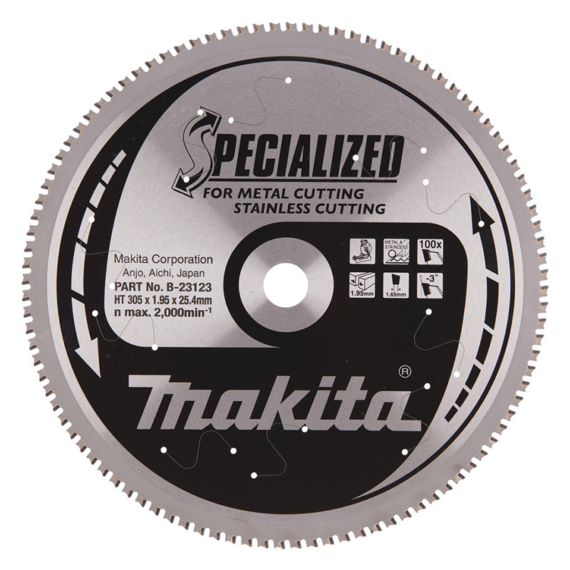 Saeketas metallile/roostevabast terasest TCT 305X1.95X25.4mm -3 ° T100 SPECIALIZED B-23123 MAKITA