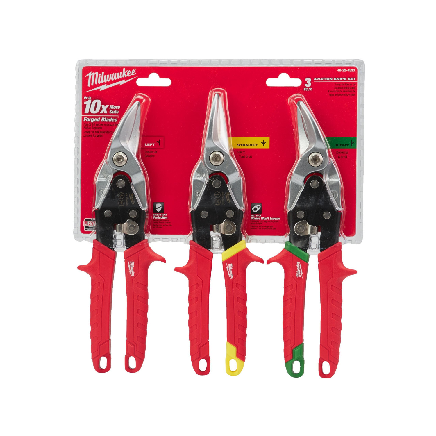 3 GAB. METĀLA GRIEŽŅU KOMPLEKTS, METAL SNIPS SET - 3 PCS, 48224533 MILWAUKEE