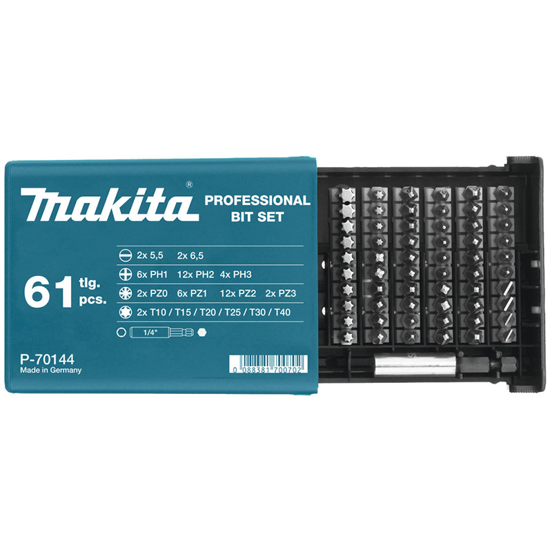 Antgalių rinkinys 61 vnt. P-70144 MAKITA