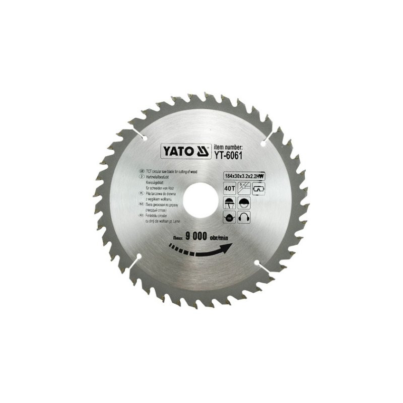 Tct Blade For Wood 184X40Tx30 Mm YT-6061 YATO