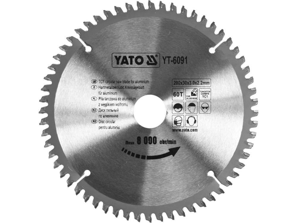 Aliuminio pjovimo diskas 200X30mm 60T YT-6091 YATO