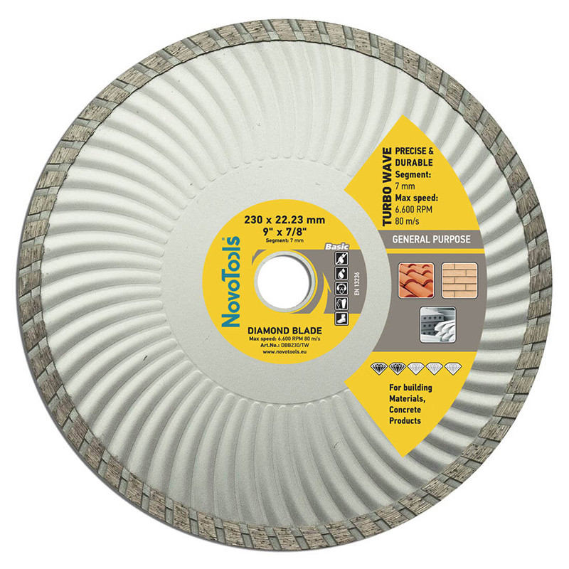 Diamond cutting disc TURBOWAVE 230x22.2mm NOVOABRASIVE