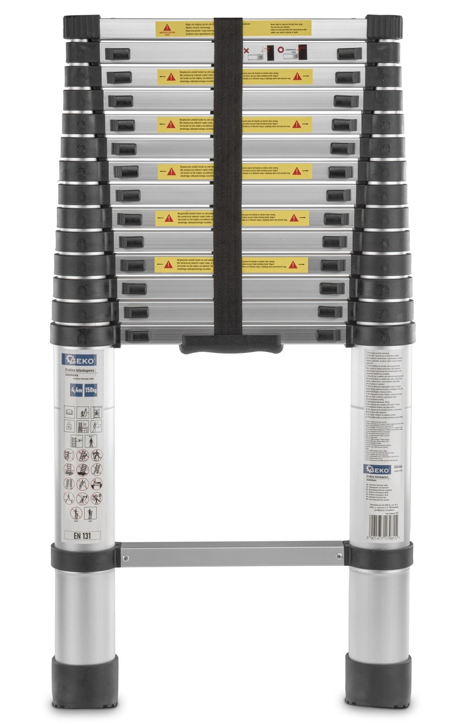 Alumīnija teleskopiskās kāpnes 4.4m, 150kg, G02446 GEKO