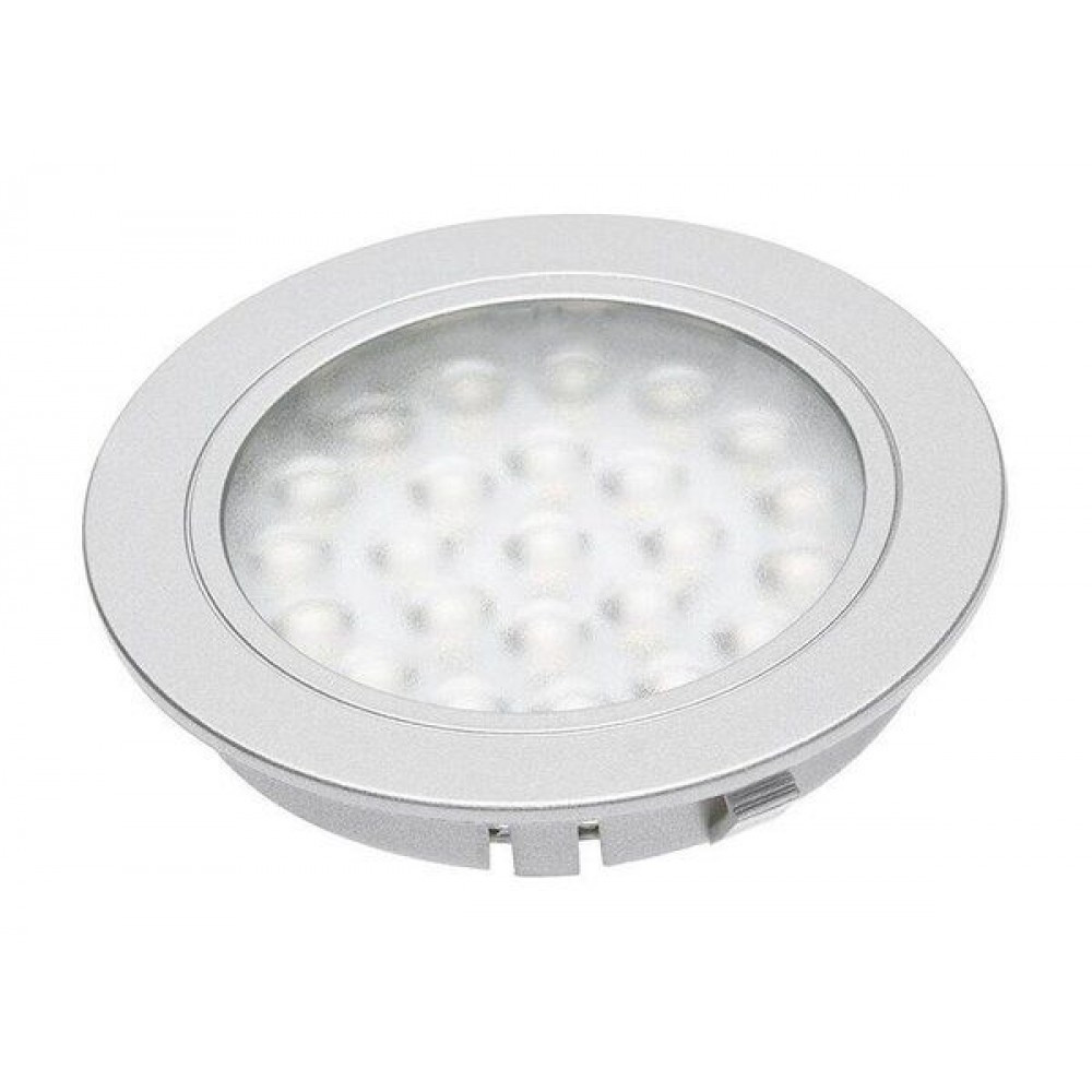 LED furnitūras gaismeklis ALVARO, apaļš, 12V DC, 1,7W, 24 SMD 3528, 130lm, 3000K, 2m kabelis ar mini-AMP LD-AL24CB-53 GTV