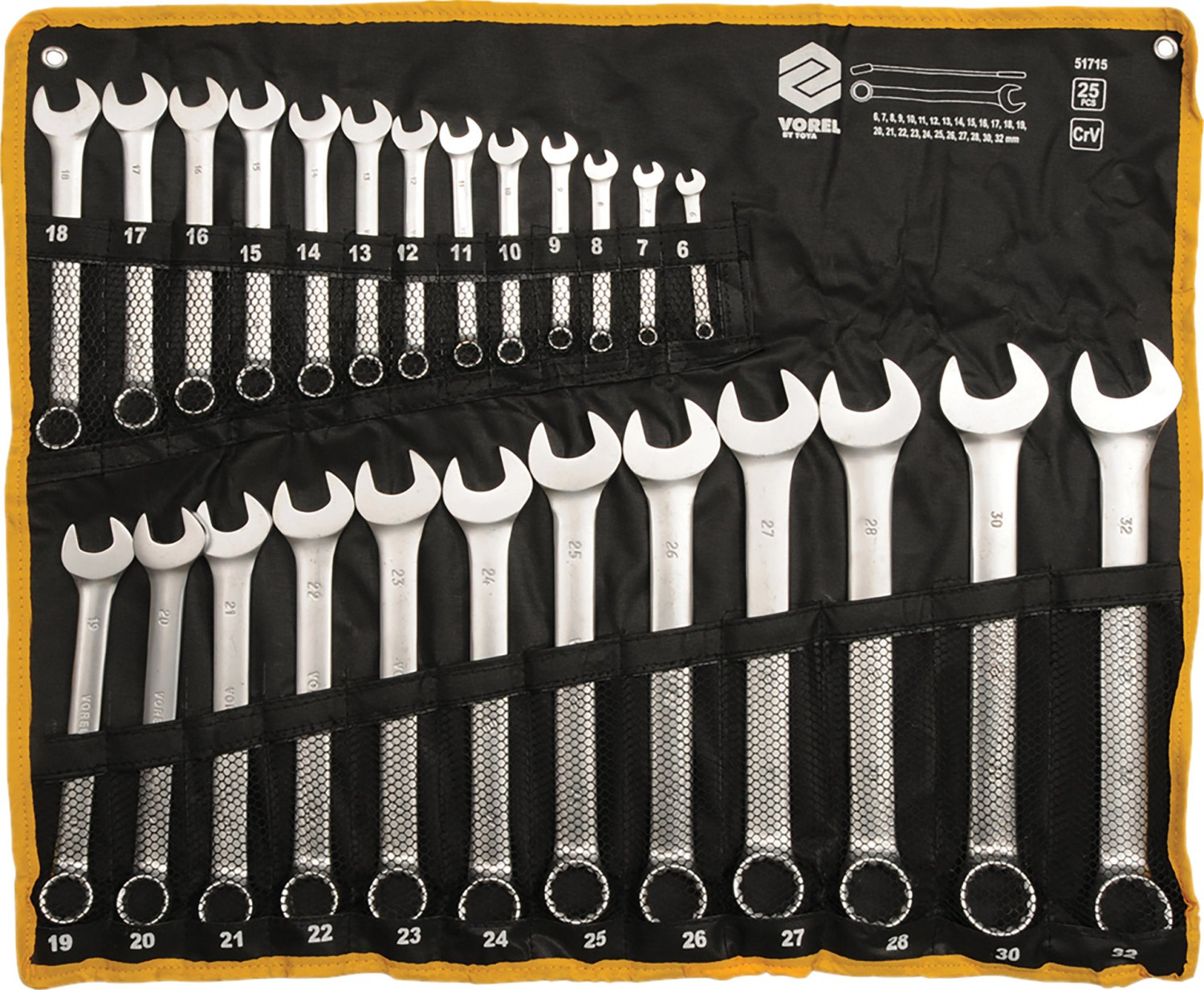 COMBINATION SPANNER SET CrV 25PCS 6-32MM 51715 VOREL