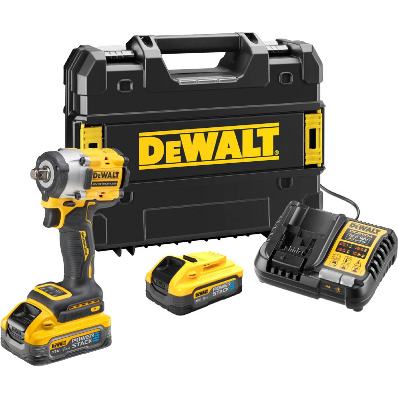 Akumulatora uzgriežņu atslēga 1/2" 18V DCF921P2T 406Nm 2x5,0Ah POWERSTACK TSTAK, DCF921H2T-QW DEWALT