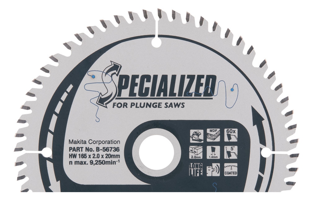 T.C.T. Zāģripa SPECIALIZED 165X2X20mm 5° T60, B-56736 MAKITA