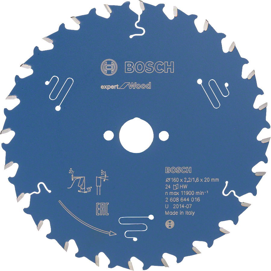 Ripz.disks Expert forWood 160 x 20 x 2,2 mm, 24, Rokas ripzāģiem RIPZĀĢA ASMENS EXPERT FOR WOOD, 2608644016, BOSCH