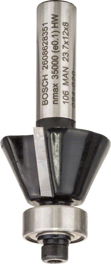 Nošķelšanas frēze HM 25o, l=12 mm,kāts 8mm, Rokas frēzēm, malu frēzēm STANDARD FOR WOOD 25 GRĀDU GROPJU FRĒZE, 2608628351 BOSCH